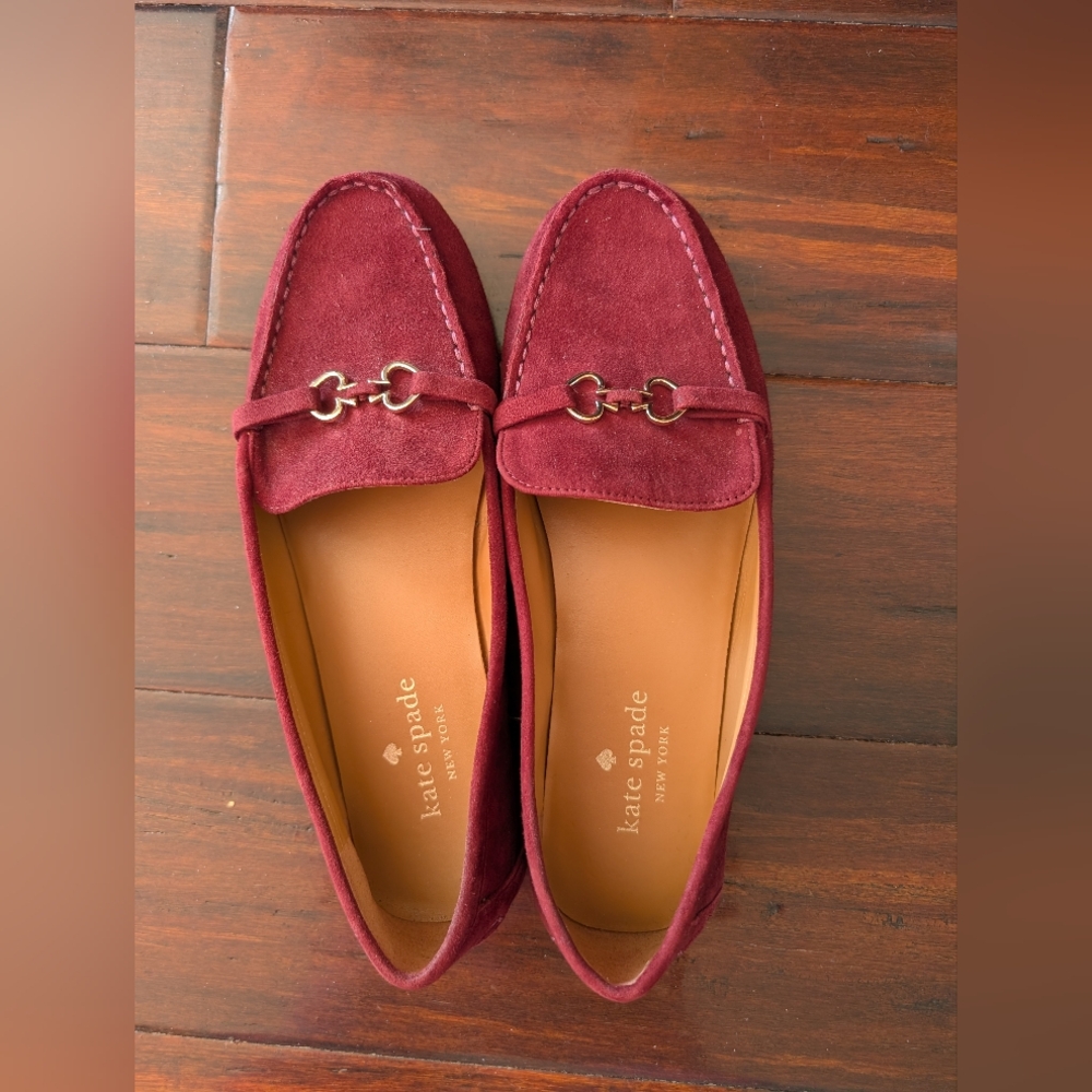 Kate Spade Bernice Burgundy Suede Horsebit Driving Loafers 8.5B